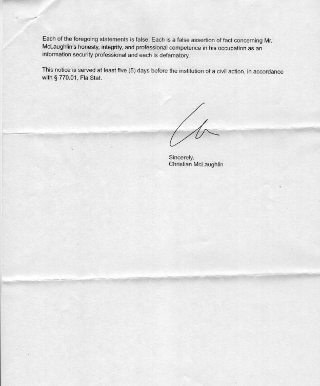 Christian McLaughlin Notice of Intent to File Suite Page 2